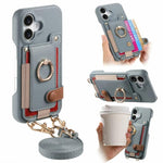 Custodia portafoglio in pelle vegana con anello per iPhone 17