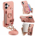 Custodia portafoglio in pelle vegana con anello per iPhone 17