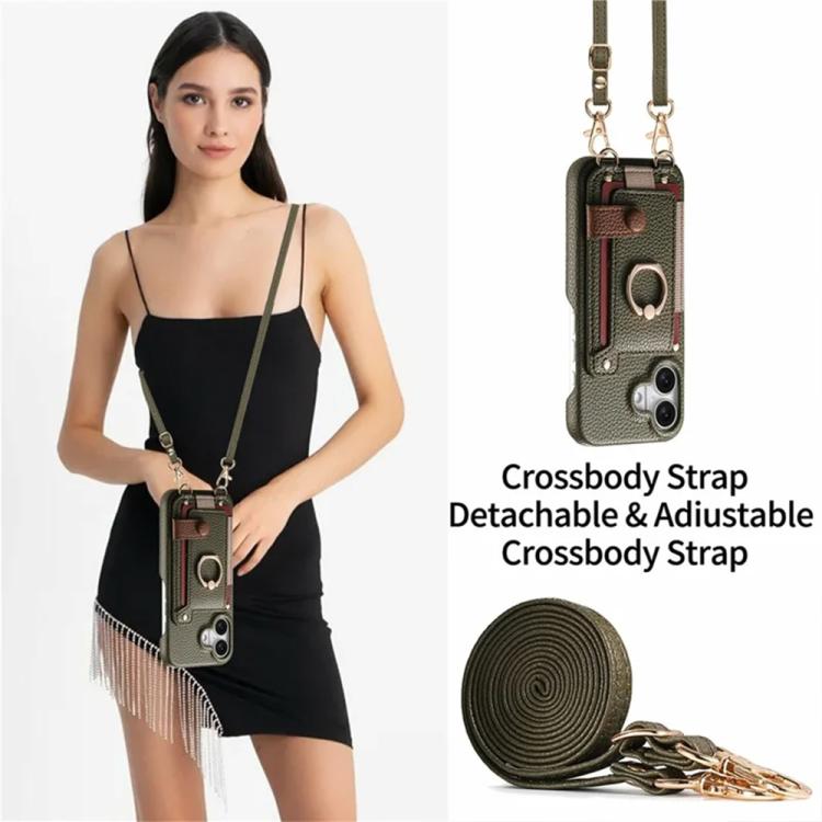 Custodia portafoglio in pelle vegana con anello per iPhone 17