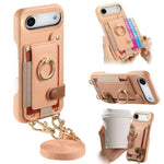 Custodia portafoglio in pelle vegana con anello per iPhone 17