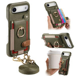 Custodia portafoglio in pelle vegana con anello per iPhone 17