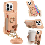 Custodia portafoglio in pelle vegana con anello per iPhone 17