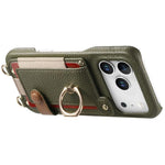 Custodia portafoglio in pelle vegana con anello per iPhone 15 Pro