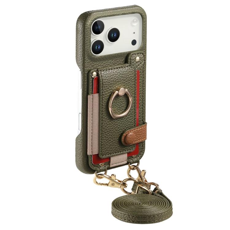 Custodia portafoglio in pelle vegana con anello per iPhone 13 Pro