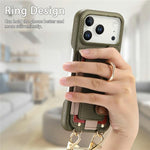 Custodia portafoglio in pelle vegana con anello per iPhone 13 Pro