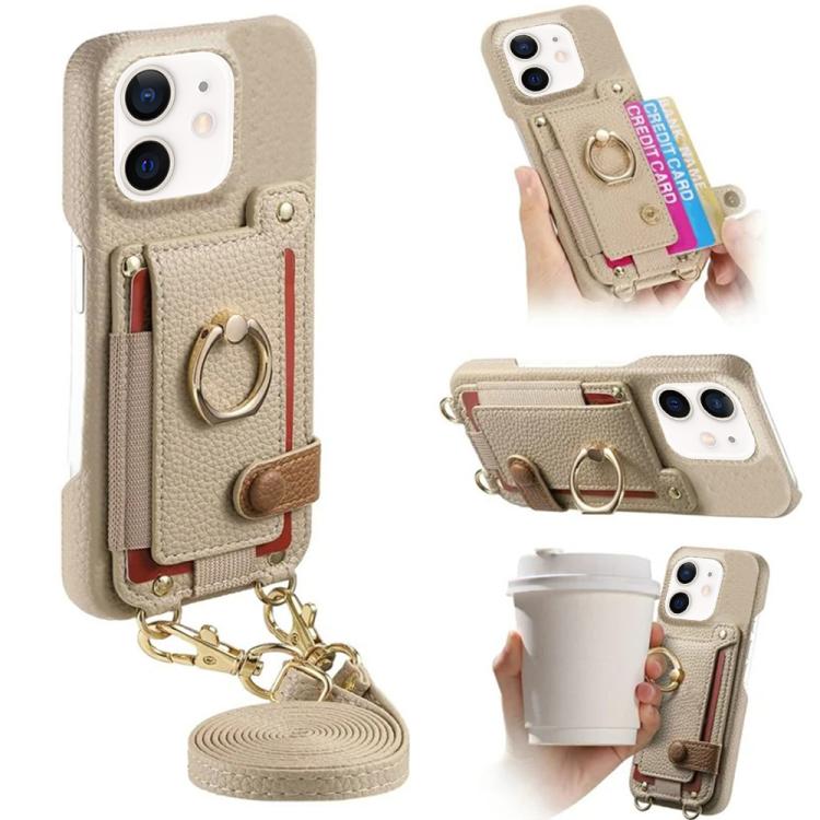 Custodia portafoglio effetto litchi in pelle vegana per iPhone