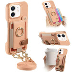 Custodia portafoglio effetto litchi in pelle vegana per iPhone