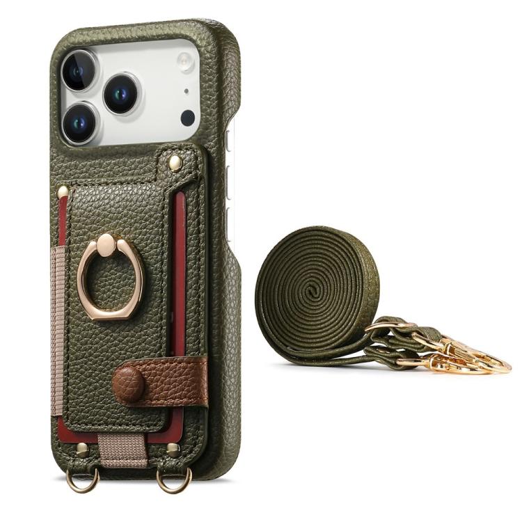 Custodia portafoglio in pelle vegana con anello per iPhone 12 Pro