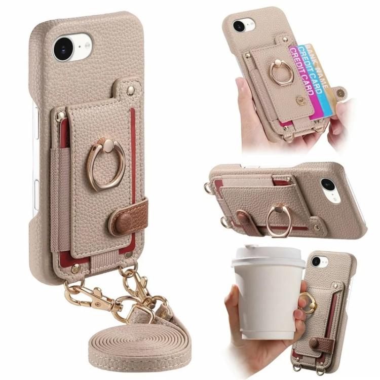 Custodia portafoglio in pelle vegana con anello per iPhone 14 Pro
