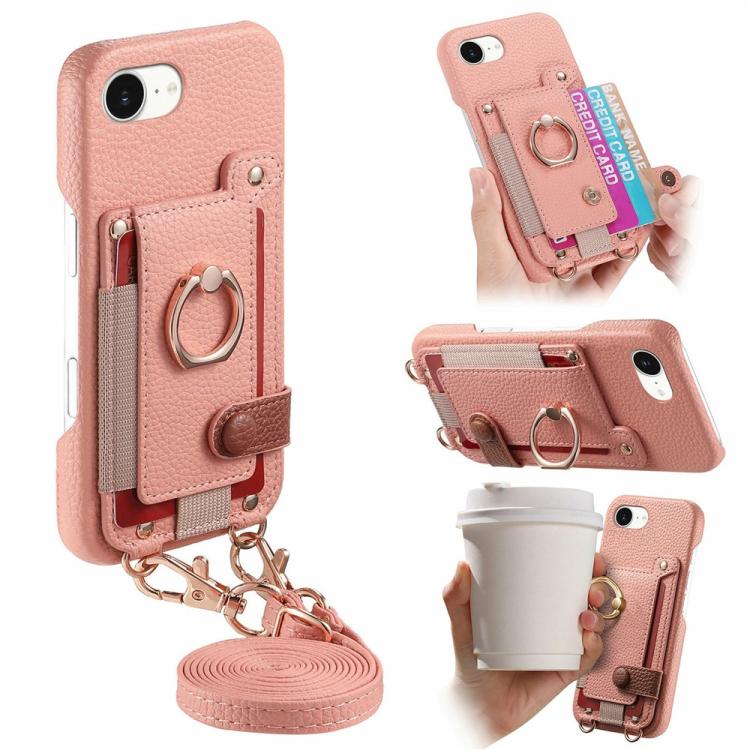 Custodia portafoglio in pelle vegana con anello per iPhone 14 Pro