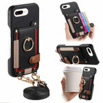 Custodia portafoglio in pelle vegana con anello per iPhone XR