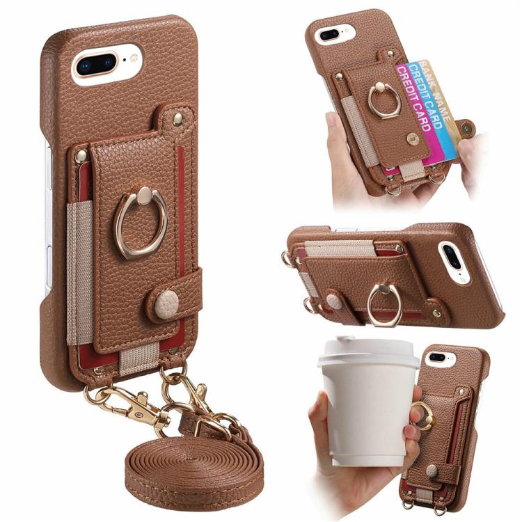 Custodia portafoglio in pelle vegana con anello per iPhone XR