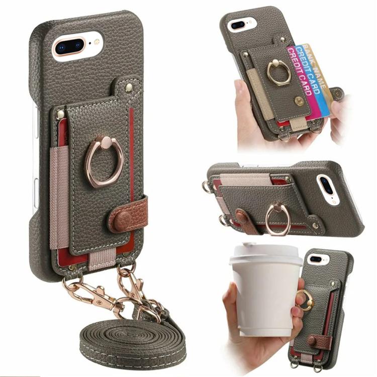 Custodia portafoglio in pelle vegana con anello per iPhone XR