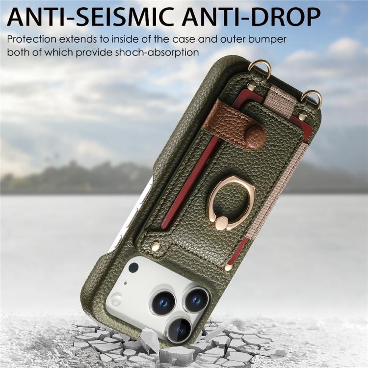 Custodia portafoglio effetto litchi in pelle vegana per iPhone