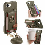 Custodia portafoglio in pelle vegana con anello per iPhone