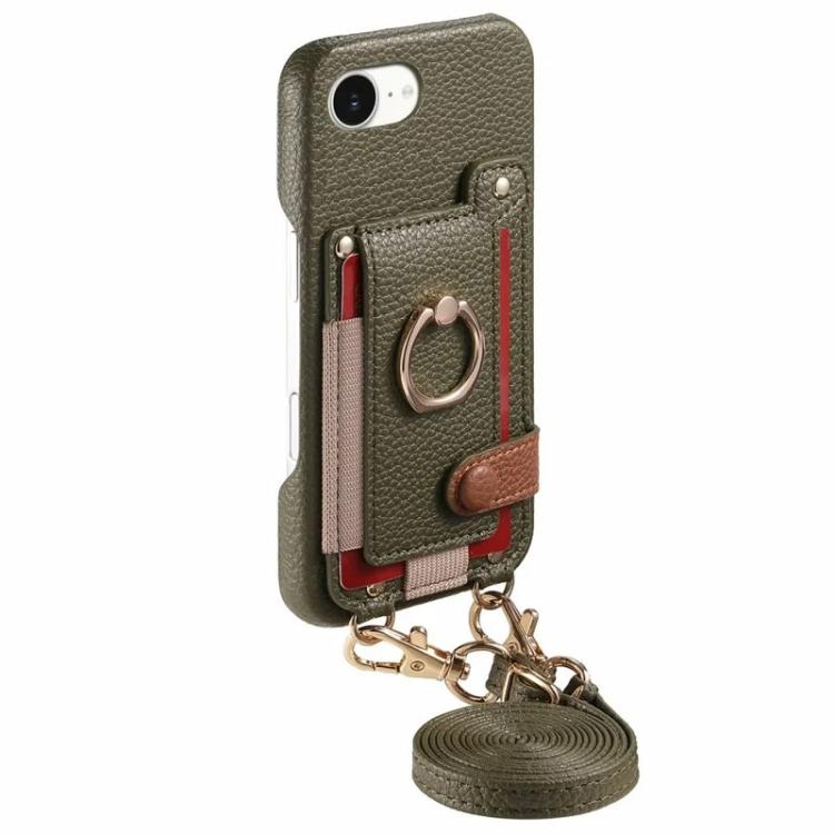 Custodia portafoglio in pelle vegana con anello per iPhone