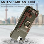 Custodia portafoglio in pelle vegana con anello per iPhone