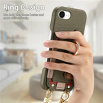 Custodia portafoglio in pelle vegana con anello per iPhone