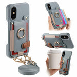 Custodia portafoglio in pelle vegana effetto litchi per iPhone 11