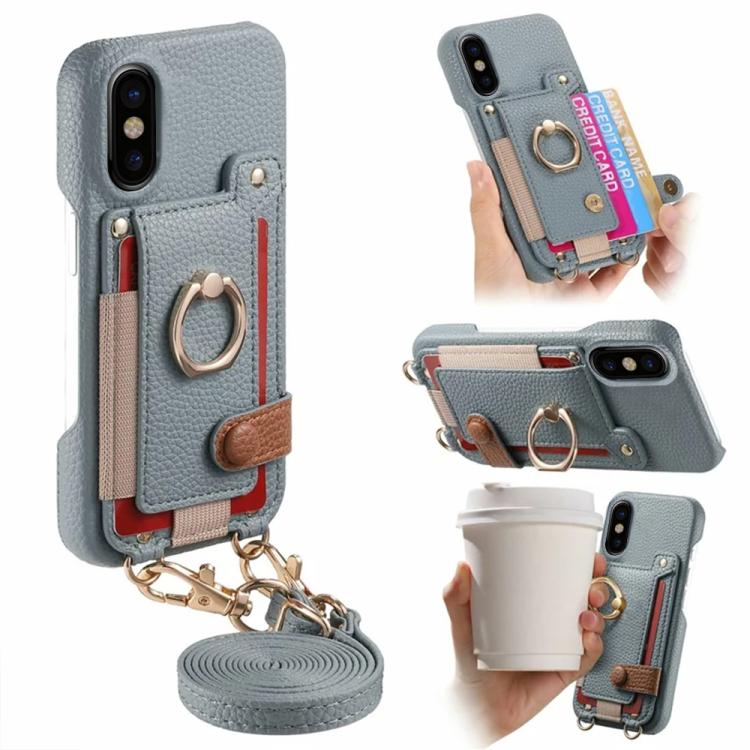 Custodia portafoglio in pelle vegana effetto litchi per iPhone 11