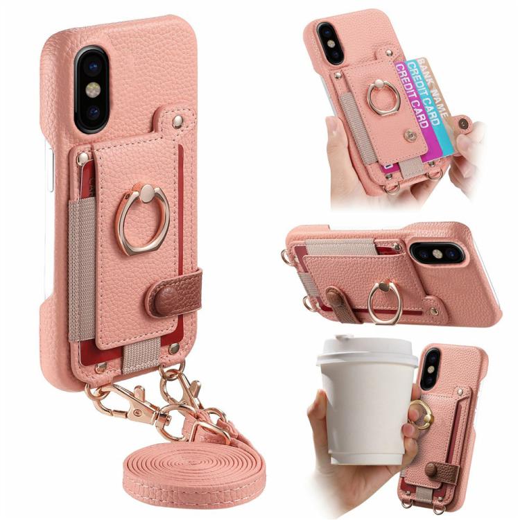 Custodia portafoglio in pelle vegana effetto litchi per iPhone 11