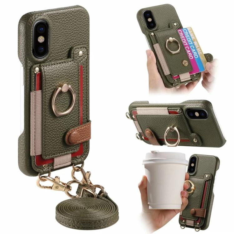 Custodia portafoglio in pelle vegana effetto litchi per iPhone 11