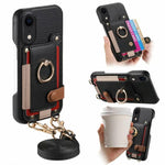 Custodia portafoglio in pelle vegana con anello per iPhone XR