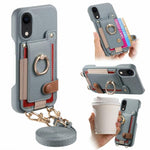 Custodia portafoglio in pelle vegana con anello per iPhone XR