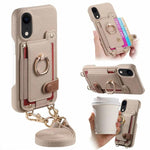 Custodia portafoglio in pelle vegana con anello per iPhone XR