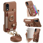 Custodia portafoglio in pelle vegana con anello per iPhone XR