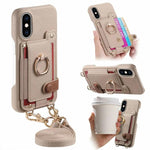 Custodia portafoglio in pelle vegana con anello per iPhone XR