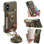 Custodia portafoglio in pelle vegana con anello per iPhone XR