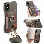 Custodia portafoglio in pelle vegana con anello per iPhone XR