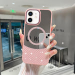 Custodia magnetica con specchio e strass per iPhone 12 Pro e iPho