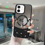 Custodia magnetica con specchio e strass per iPhone 12 Pro e iPho