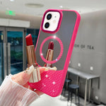 Custodia magnetica con superficie a specchio e strass per iPhone