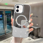 Custodia magnetica con superficie a specchio e strass per iPhone