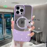 Custodia magnetica con specchio e strass per iPhone 12 Pro e iPho
