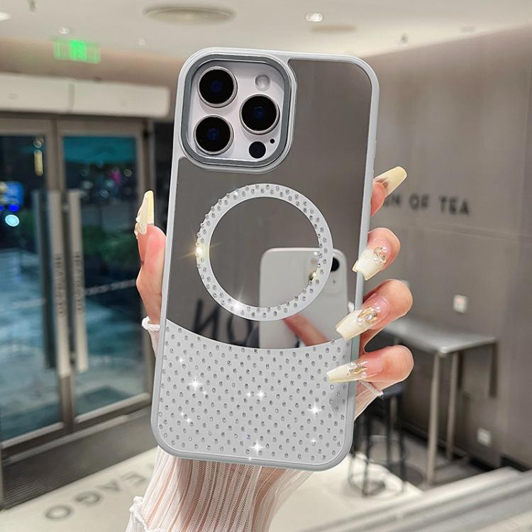 Custodia magnetica con specchio e strass per iPhone 12 Pro e iPho