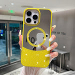 Custodia magnetica con superficie a specchio e strass per iPhone
