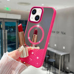 Custodia magnetica con superficie a specchio e strass per iPhone