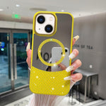 Custodia magnetica con superficie a specchio e strass per iPhone