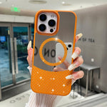 Custodia magnetica specchio con strass per iPhone 14 Pro Max