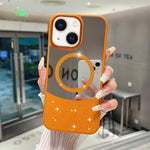 Custodia magnetica specchio con strass per iPhone 14