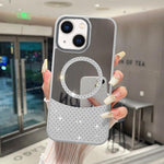 Custodia magnetica specchio con strass per iPhone 14