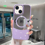 Custodia magnetica specchio con strass per iPhone 14
