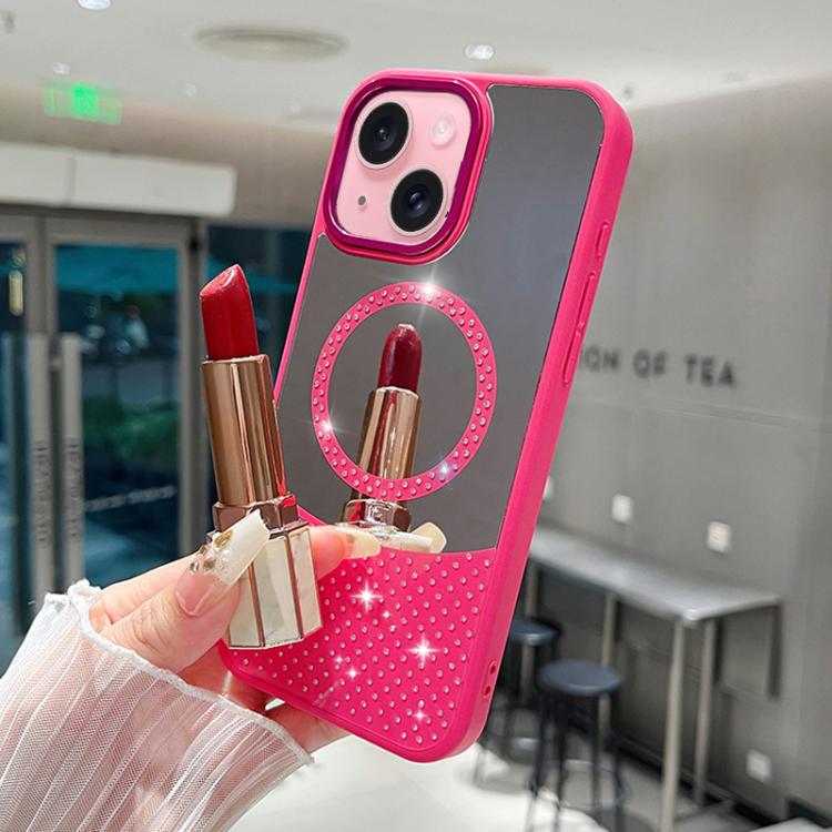 Custodia magnetica con superficie a specchio e strass per iPhone