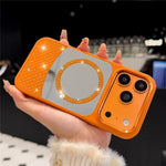 Custodia magnetica con superficie a specchio e strass per iPhone