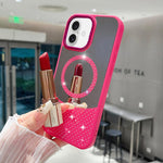 Custodia magnetica con specchio e strass per iPhone