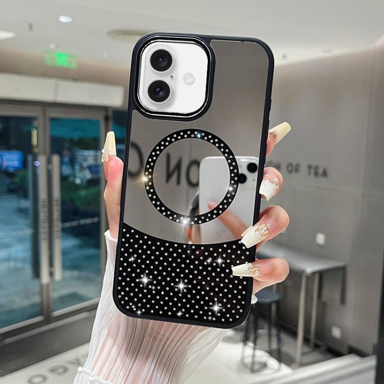 Custodia magnetica con specchio e strass per iPhone